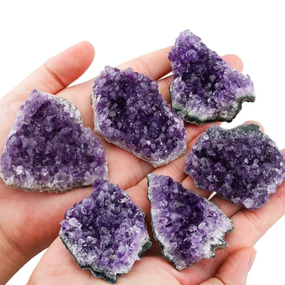 

Natural Purple Amethyst Hole Quartz Crystal Cluster Geode Druzy Home Decoration Gemstone Specimen Healing