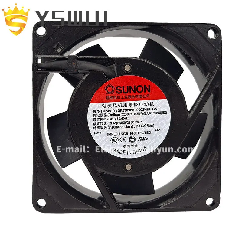 

Original SF23092A 2092HBL.GN 9225 220V cooling fan promotion red crown