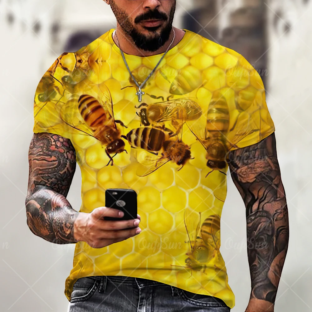 2022 Men's T-shirt Bee 3d Printing Loose Plus Size 6xl Shirt For Men Summer Round Neck Top Tee Breathable Shirt
