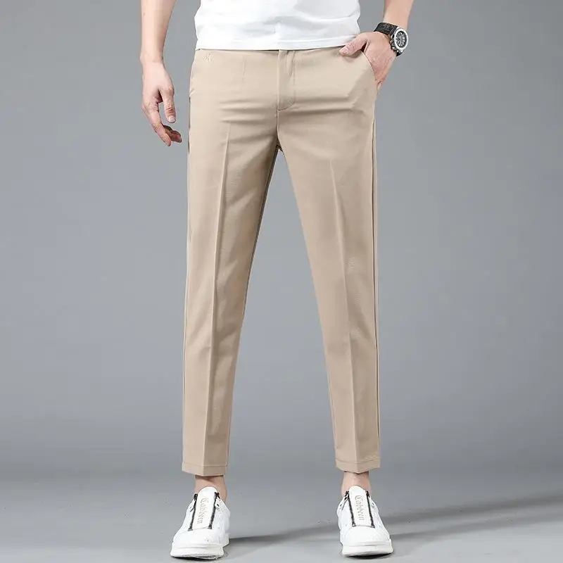 

Men's Business Pants Casual Long Pants Men Thin Formal Slim Fit Classic Office Ankle Length Straight Trouser Brand Men Clothing