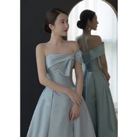 lamya french customize sexy satin evening dresses princess gown dress strap prom evening gowns party dress robe de soiree