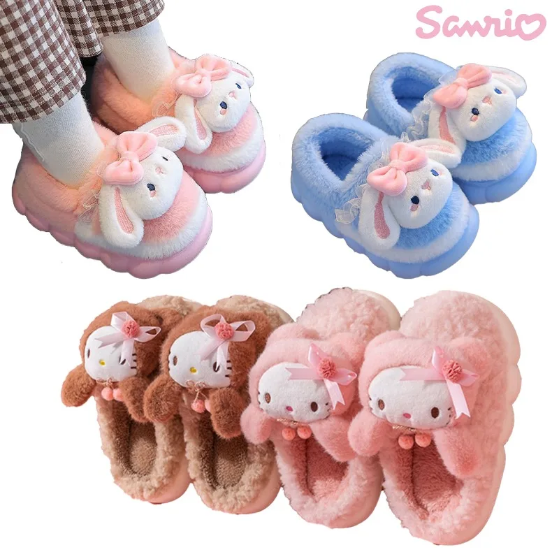 

Женские хлопковые тапочки, Детские осенне-зимние теплые Симпатичные Мультяшные домашние плюшевые тапочки для родителей и девочек