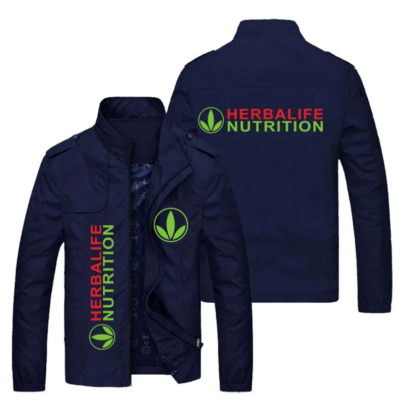 

2023New Spring Autumn Men’s Casual Herbalife Nutrition Logo Windbreaker Print Zipper Slim Hip-Hop Bomber Jacket Male Coats