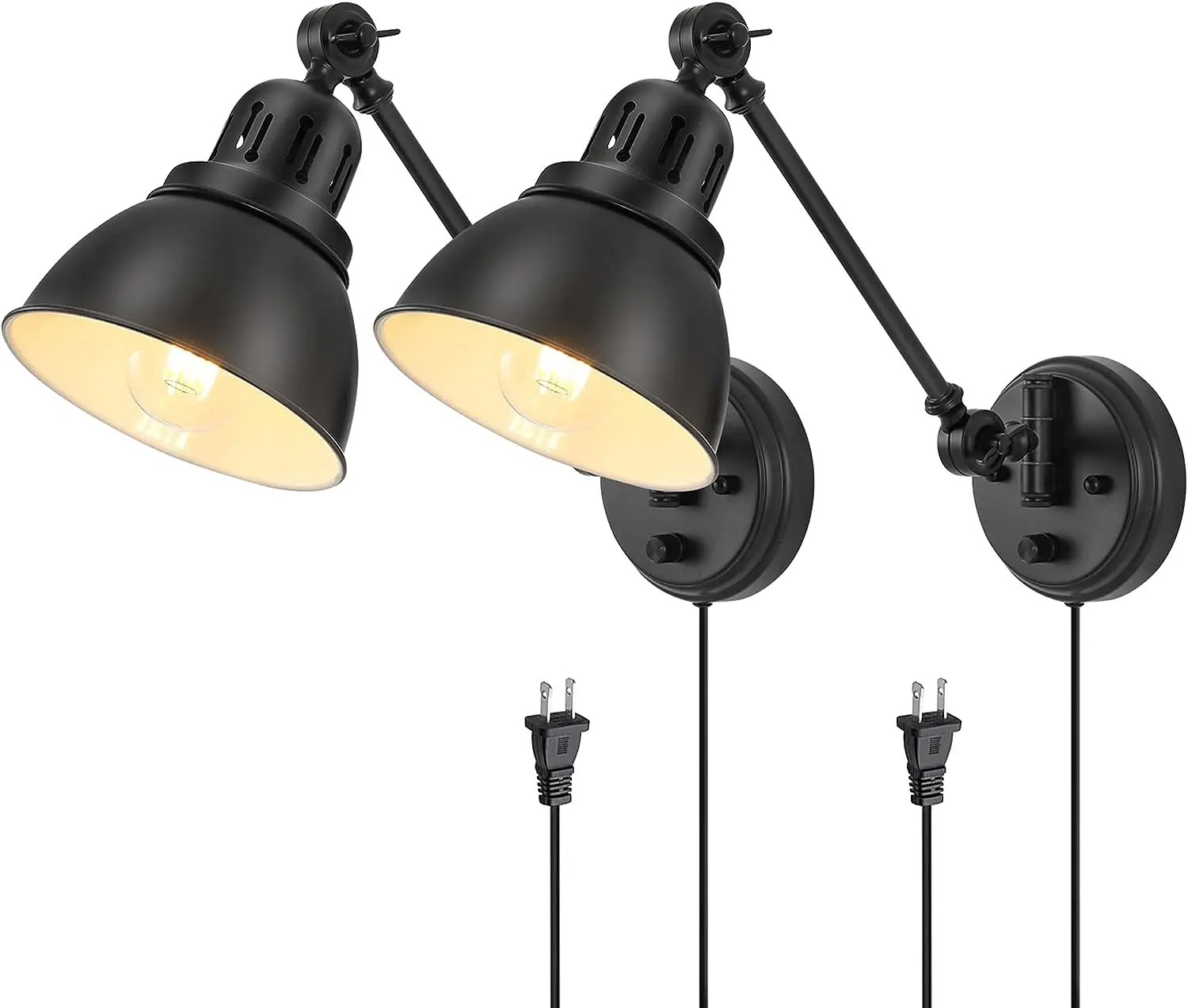 

in Sconces Set of 2, Sconce Lighting with Dimmable On Off Switch, Swing Arm Lamp, Black Metal Industrial Light Fixtures, Saf
