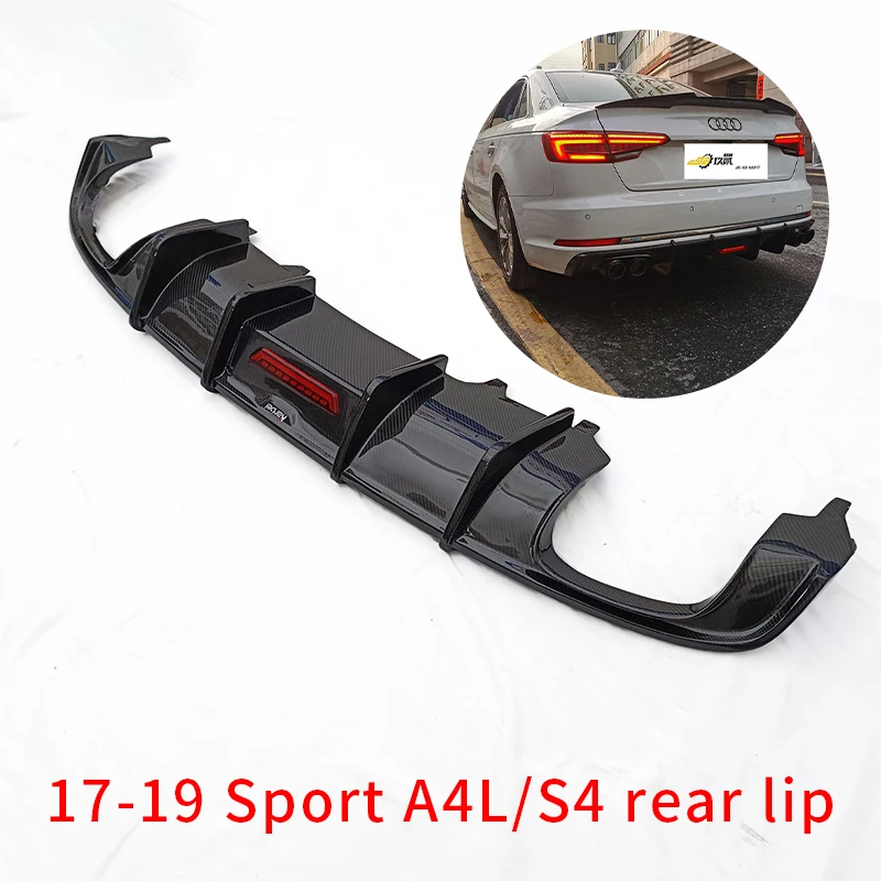 

High Carbon Fiber Performance Rear Bumper Diffuser Spoiler Front Lip Black For Audi A4 S4 2017-2019 Sports Version Universal