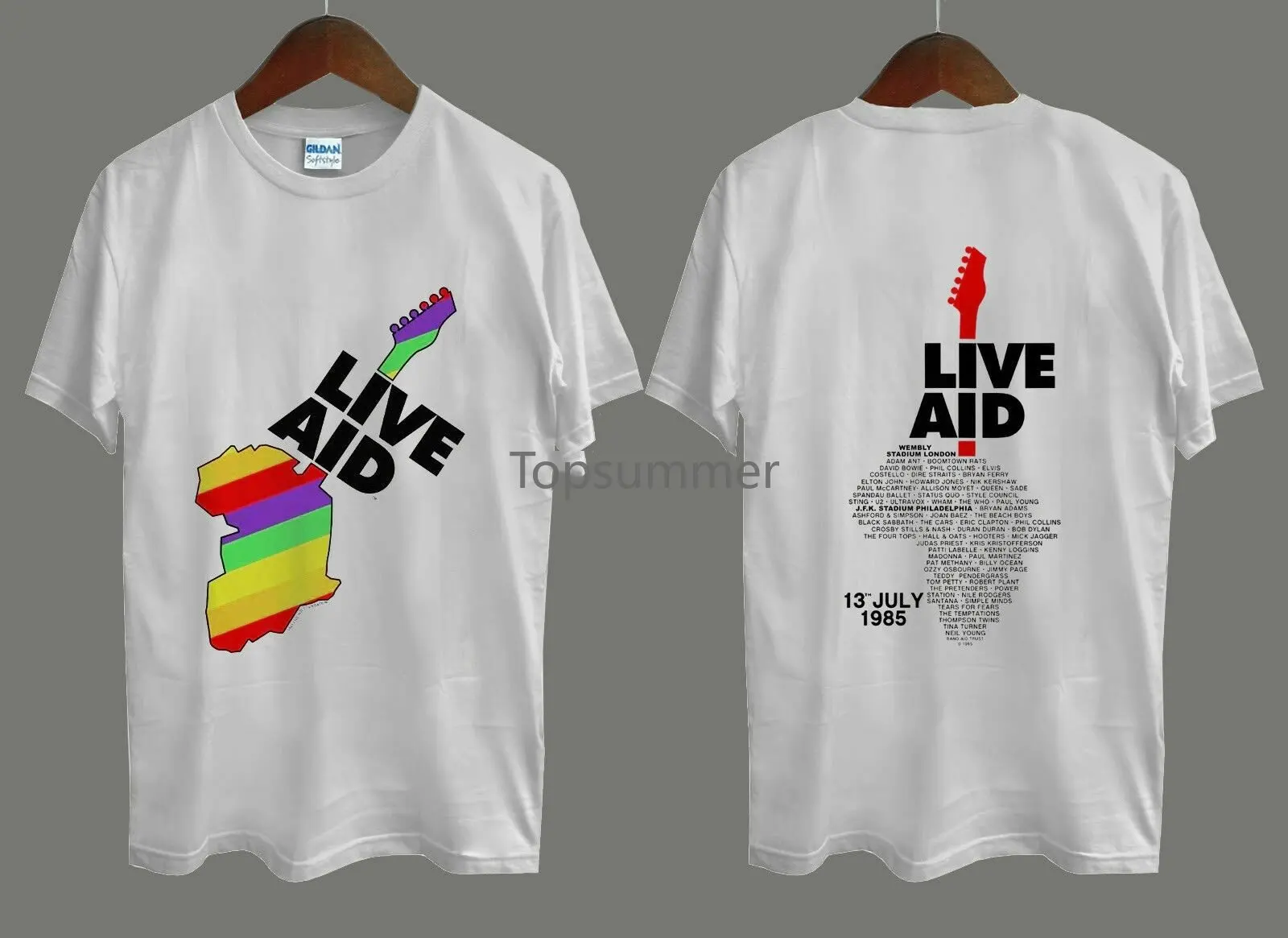 

Live Aid Vintage Tour T-Shirt Reprint 1985 Queen Duran Power Station Wham Who