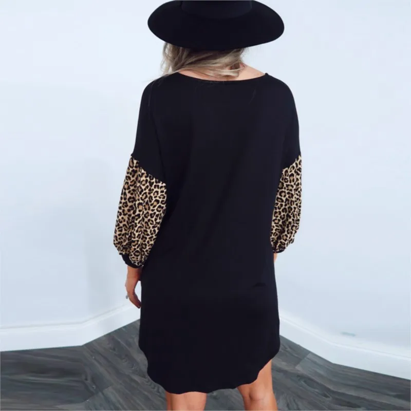 

Леопардовое сексуальное женское вечернее платье, ТРАПЕЦИЕВИДНОЕ облегающее платье с круглым вырезом и длинным рукавом, Клубная одежда, модное облегающее мини-платье, Осеннее облегающее новое платье