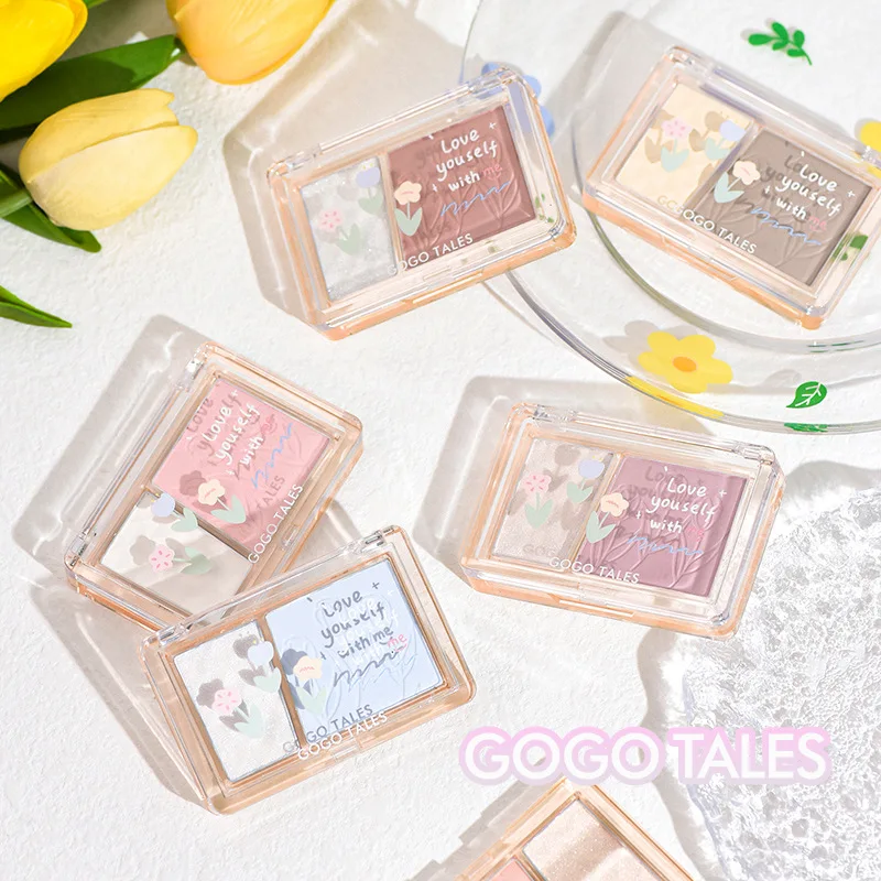 

GOGO TALES Blush Waterproof Sweatproof High Gloss Contour All-in-one Disc Nude Makeup Brightening Rouge