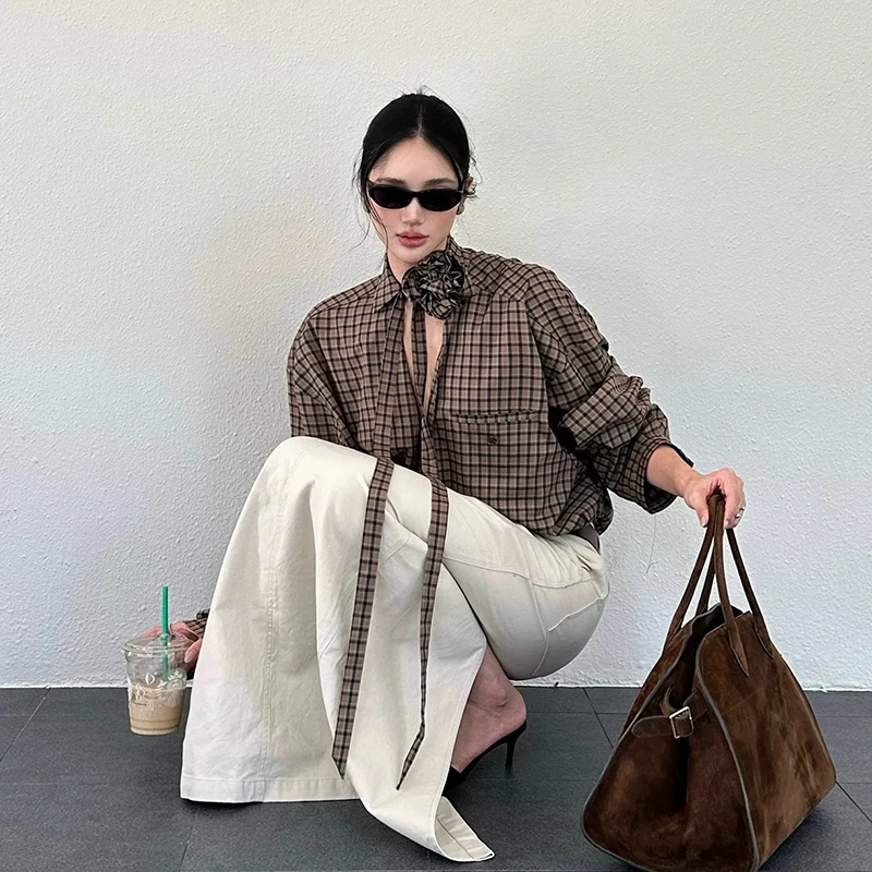 Фото Genayooa винтажная клетчатая рубашка женская Dee Vneck сексуальная рубашка топы Y2k цветочные сказочные футболки уличная одежда американская рубашка в стиле ретро 90-х годов №3