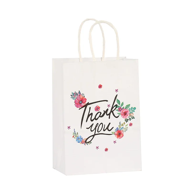 12/24/48pcs Kraft Paper Thank You Gift Bags Wedding Favors for Guests Shopping Packaging Bag Christmas Birthday Party Supplies