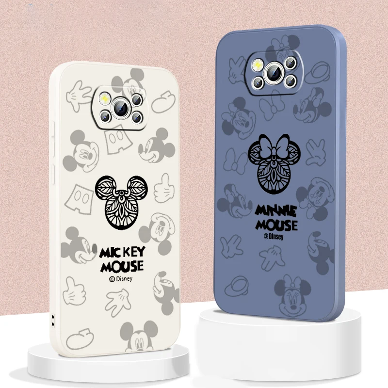 

Mickey Mouse Cute Disney Liquid Rope Funda Phone Case For Xiaomi Mi Poco X4 X3 C40 C3 M4 M3 F4 F3 GT Pro NFC 5G Soft Cover