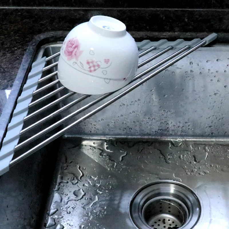 Складная стойка-органайзер для кухонной раковины из нержавеющей стали