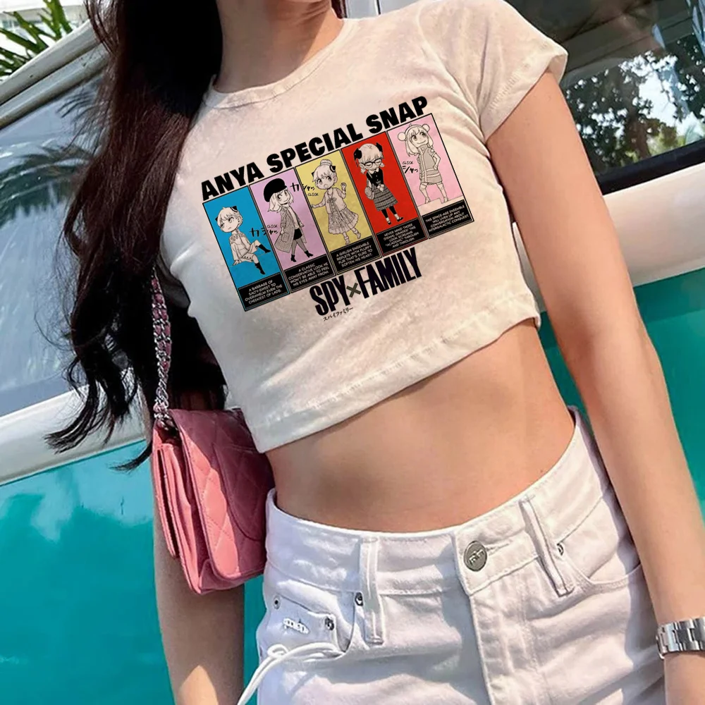 

Женский укороченный топ с эстетикой шпионской семьи x, женский укороченный топ в стиле Харадзюку С мангой и сказочным сердечником, футболки