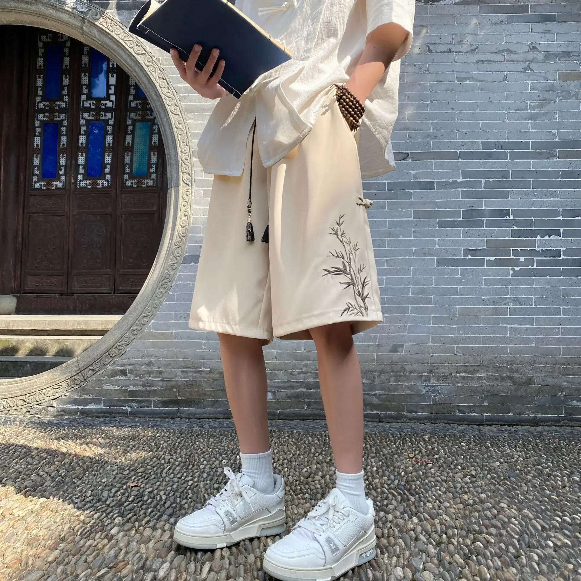 Новые мужские свободные шорты в китайском стиле летние быстросохнущие