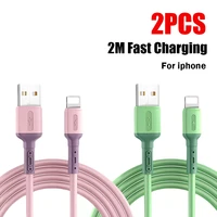 2pcs 2m fast charging usb cable for iphone 12 mini 11 pro max liquid silicone data cable for iphone se 2020 xs max xr 6 7 8 plus