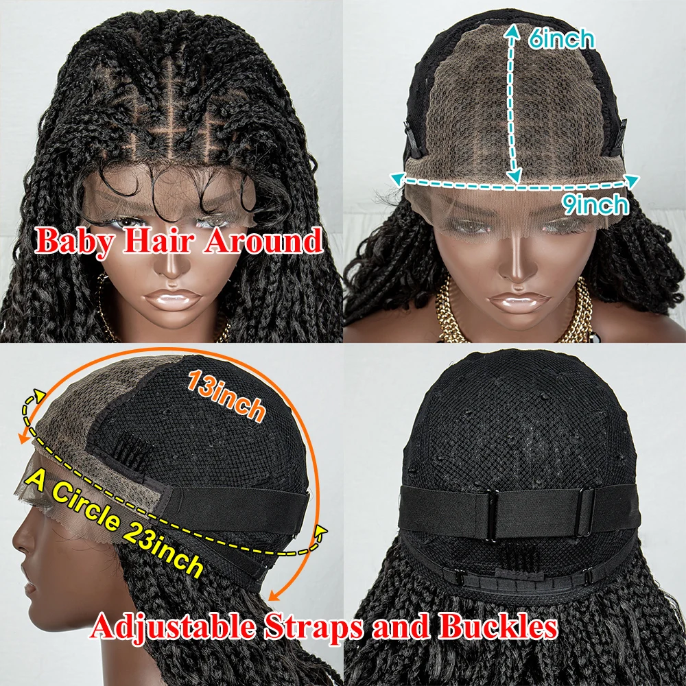 32 Inches Synthetic Lace Braided Wigs Cornrow Braids Lace Wigs for Black Women Braid Wigs on Sale Clearance Box Braids Lace Wig images - 6