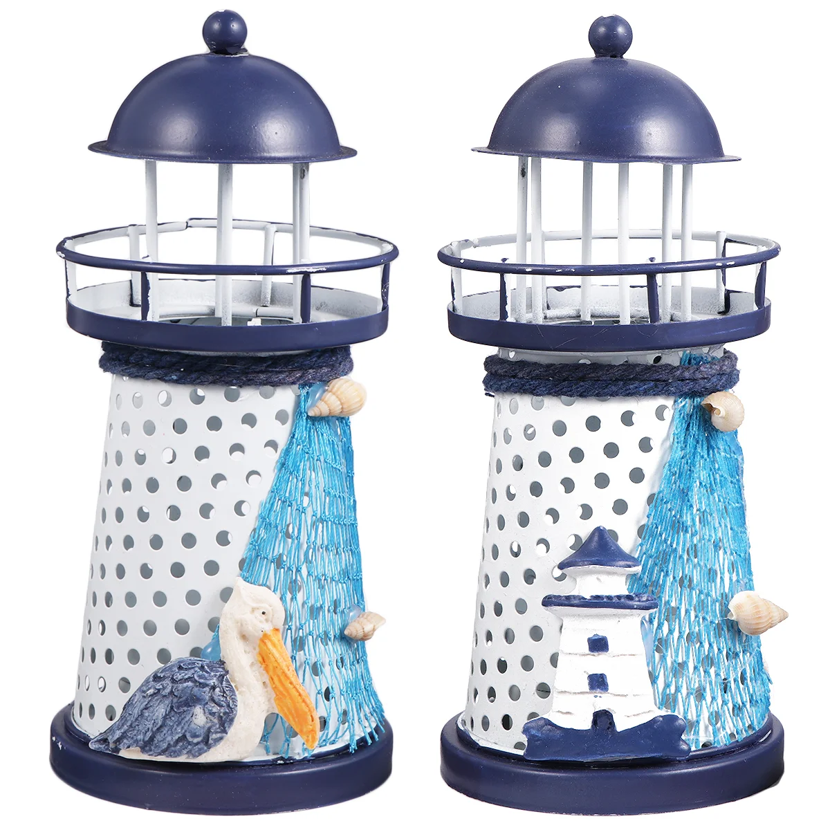 

2 Pcs Lighthouse Craft Vintage Home Decor Beautiful Ornament Mediterranean Model