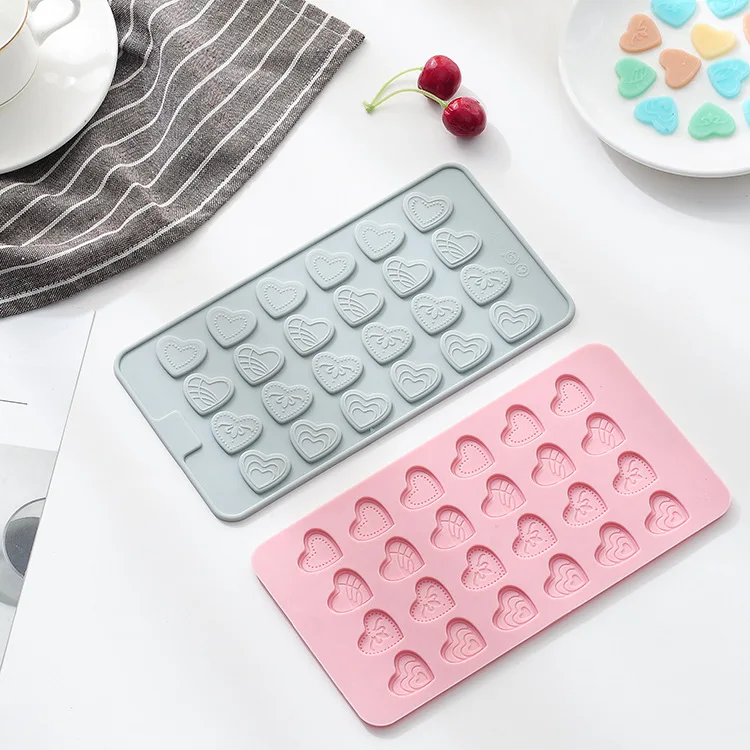 24 Сетка в форме сердца мини Fondant Mold Шоколадный торт силиконовая форма для