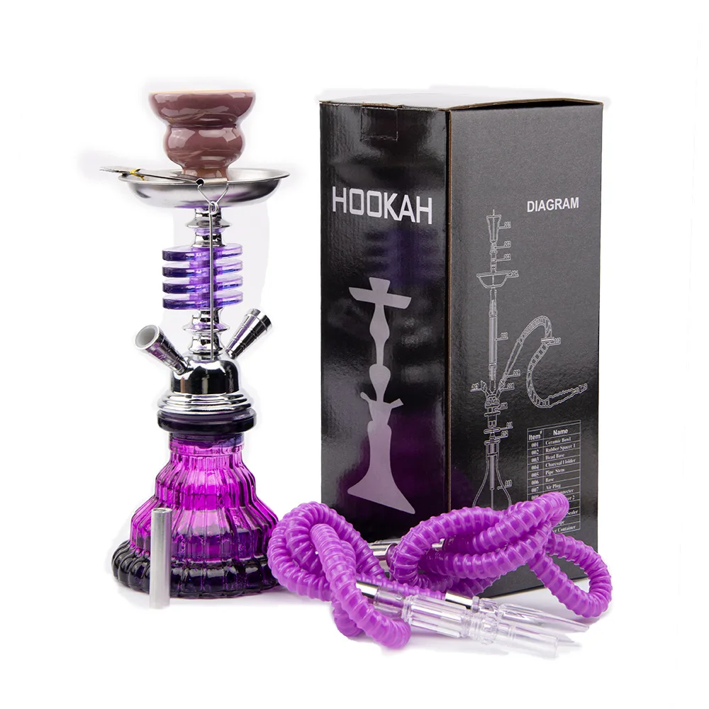 

Glass 2 Shisha Complete Mini Hose Base Hookah Premium Set Hookah With Accessories Smoke Portable Travel 11" Kit