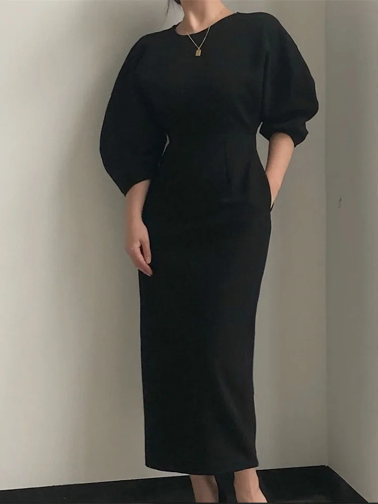 

Spring New Elegant Office Ladies Bodycon Dress Fashion Sexy Solid Color Midi Dress Women Slim Summer Clothes