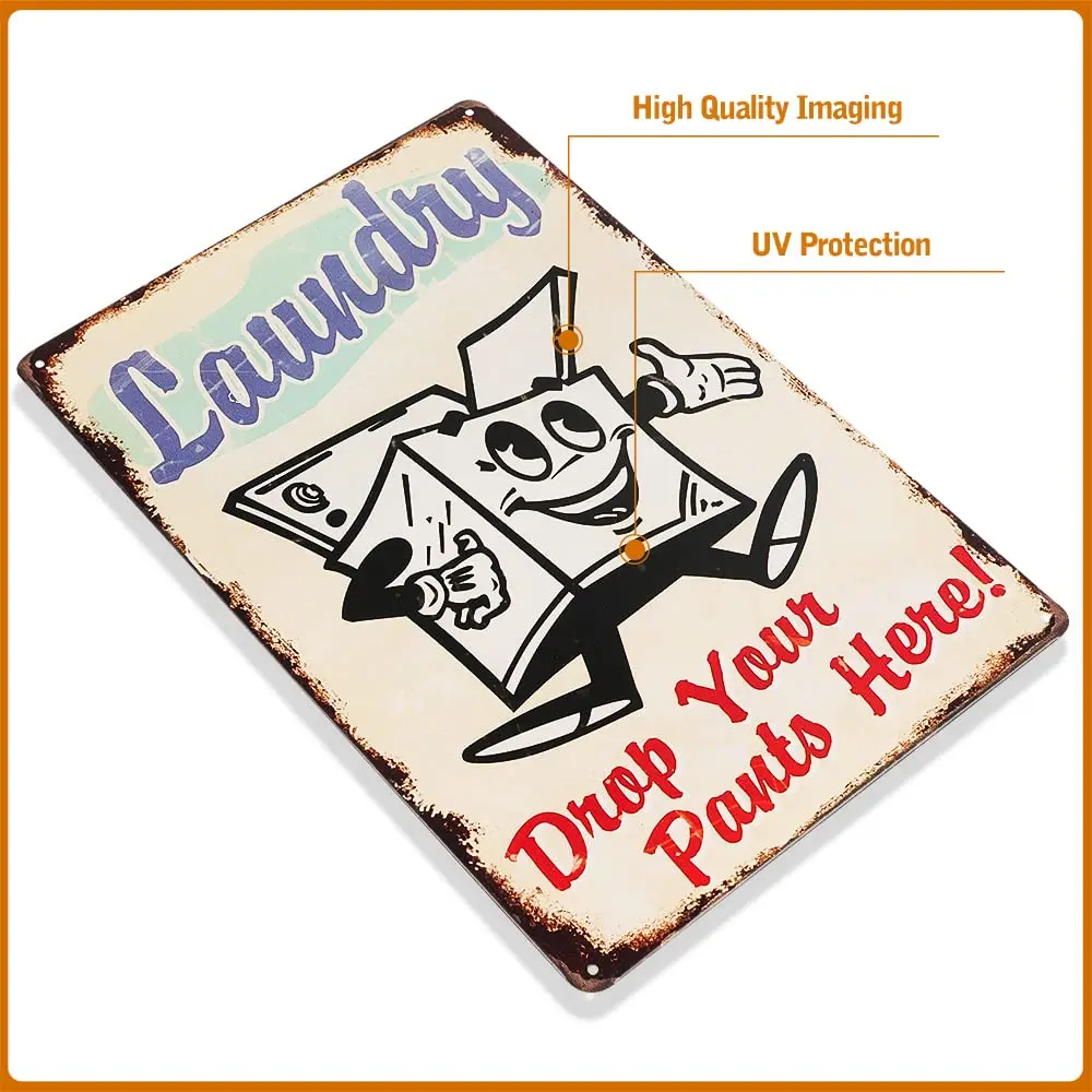 dingleiever-Laundry Drop Your Pants здесь металлический знак винтажный декор для гаража
