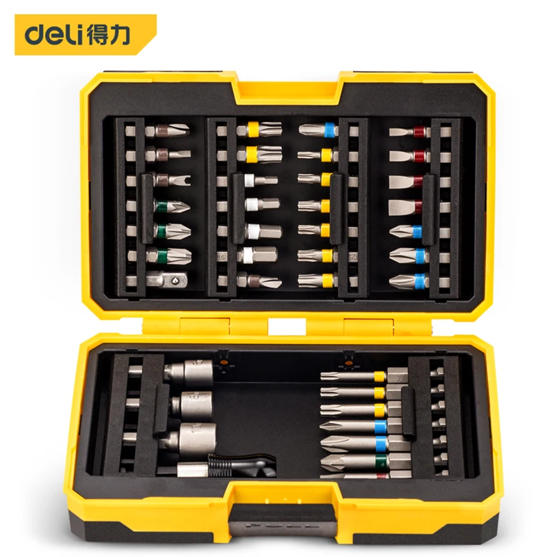 

Deli Tools 39 Pcs 6.3MM Series Screwdriver Head Set Multi-specification Take Portable Electrician Manual Repairing Tool Kit