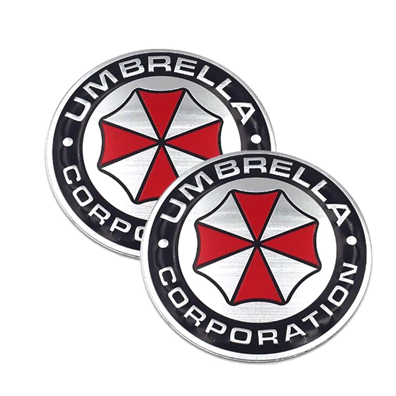

2pcs Aluminum Umbrella Corporation Stickers Emblem Badge Car Trunk Metal Sticker Decal with Self Adhesive