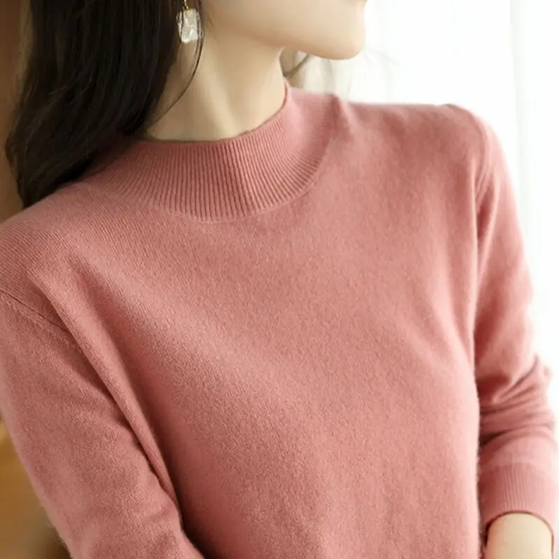 

Sweater Women Knitted Pullover Winter Clothes Women Half Turtleneck Long Sleeve Top Fashion Tops 2022 Women Basic OL Sweaters
