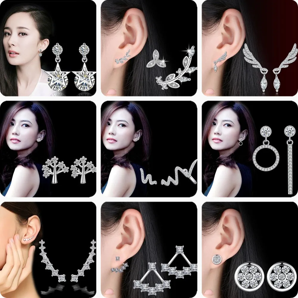 

DAYIN 925 Sterling Silver New Jewelry High Quality Cubic Zirconia Retro Fashion Woman Round Flower Hollow Stud Earrings