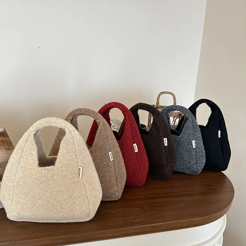Маленькие сумки-тоут из овечьей шерсти для женщин повседневная сумка на плечо