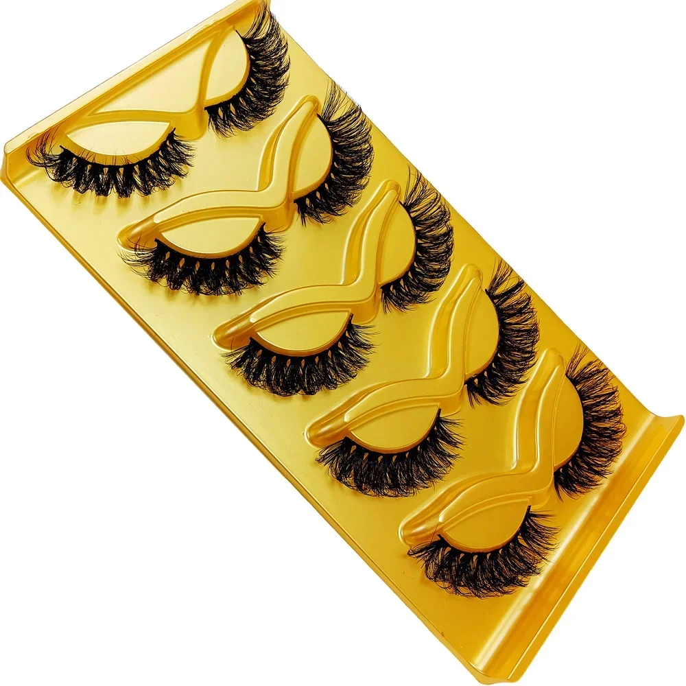 5 пар накладных ресниц кошачий глаз тонкие концы удлиненные толстые