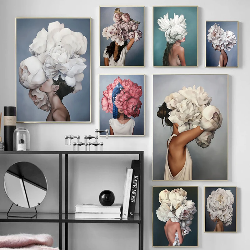 

Printed Abstract Flowers Women Canvas Art Painting Modern Wall Decorative Posters for Living Room Nordic Home Decor Pictures