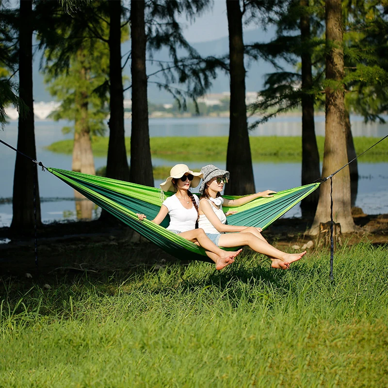 

Double Hammocks Camping Hammock Lightweight Nylon Parachute Hammocks Fabric Hanging Bed Outdoor Sleeping Bed Portable