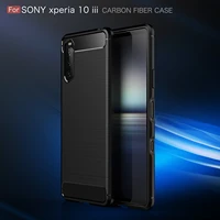 hybrid brushed carbon fiber shockproof case for sony xperia 5 ii 10 1 iii 8 20 soft tpu bumper silicone protective cover fundas