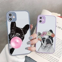pug dog french bulldog phone case for iphone x xr xs 7 8 plus 11 12 13 pro max 13mini translucent matte case