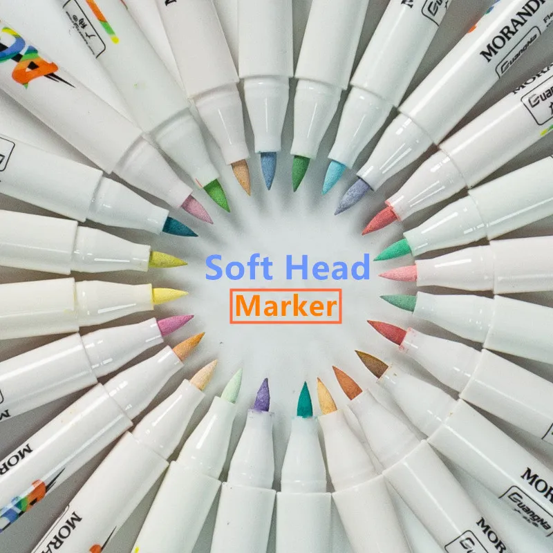 Набор граффити маркеров 12/24 цветов хайлайтеры с мягкой головкой ручки кистью