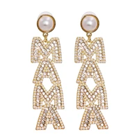 wholesale new mama earrings women dangling drop long earrings studded with crystal fashion jewelry accessories for women gifts