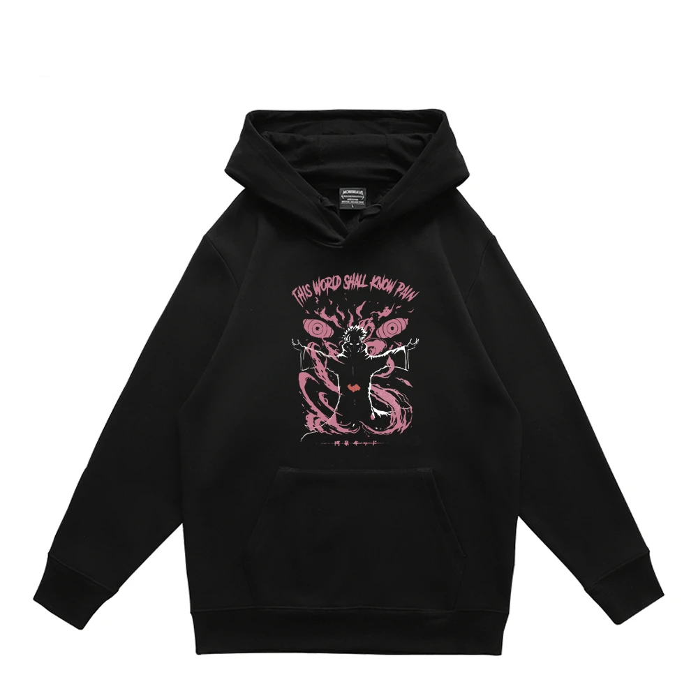 

Hot Anime Ninja Pain Print Hoodies Men's Women's World Shall Know Pain Retro Sweatshirt Tops Couple Fleece Autumn Pullover Male