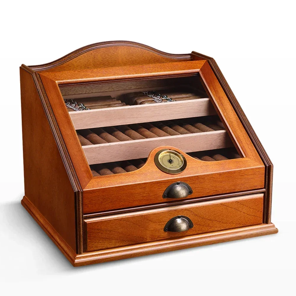 Роскошные витрины из кедрового дерева для сигар Конические Стеклянные окошки