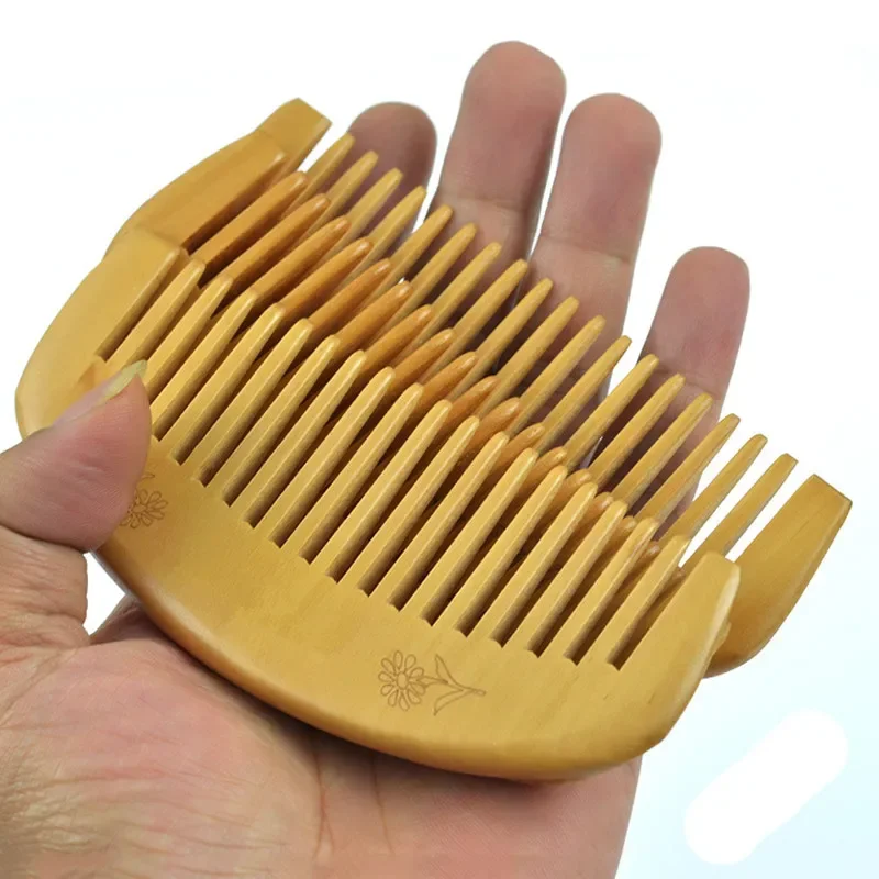 1PC Natural Peach Wood Hair Comb Curved Sandalwood Anti-static Health Care Brush