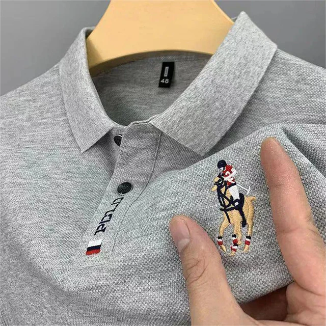 High quality men's pure cotton embroidered POLO shirt 2023 summer new high-end business leisure sports lapel short-sleeved T-shi