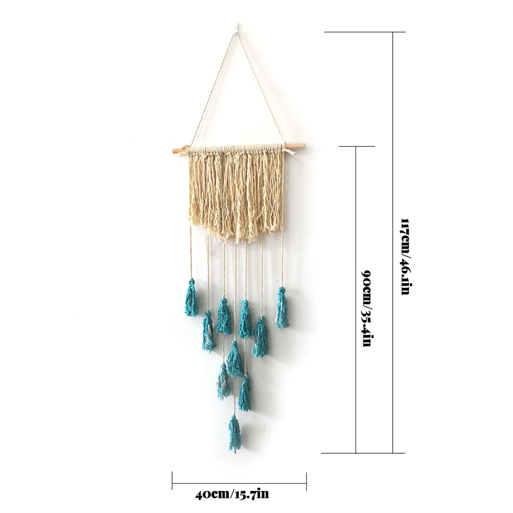 

Bohemian Style Hand-woven Natural Cotton Tassel Tapestry Hanging Decor Bedroom Apartment Nursery School Handmade