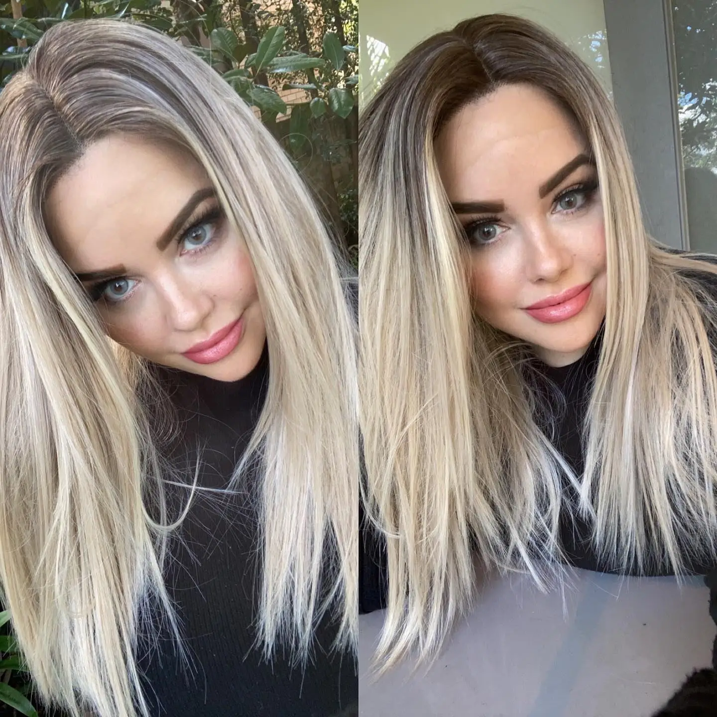 Ed Ombre Rose Blonde Full Lace Wigs Medium Dark Brown Root Vrigin Human Hair Straight Lace Front Wig 13x4/13x6 Hd