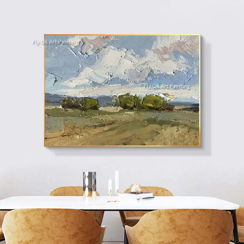 Современная Минималистичная картина ручной работы Landscpae толстая масляная