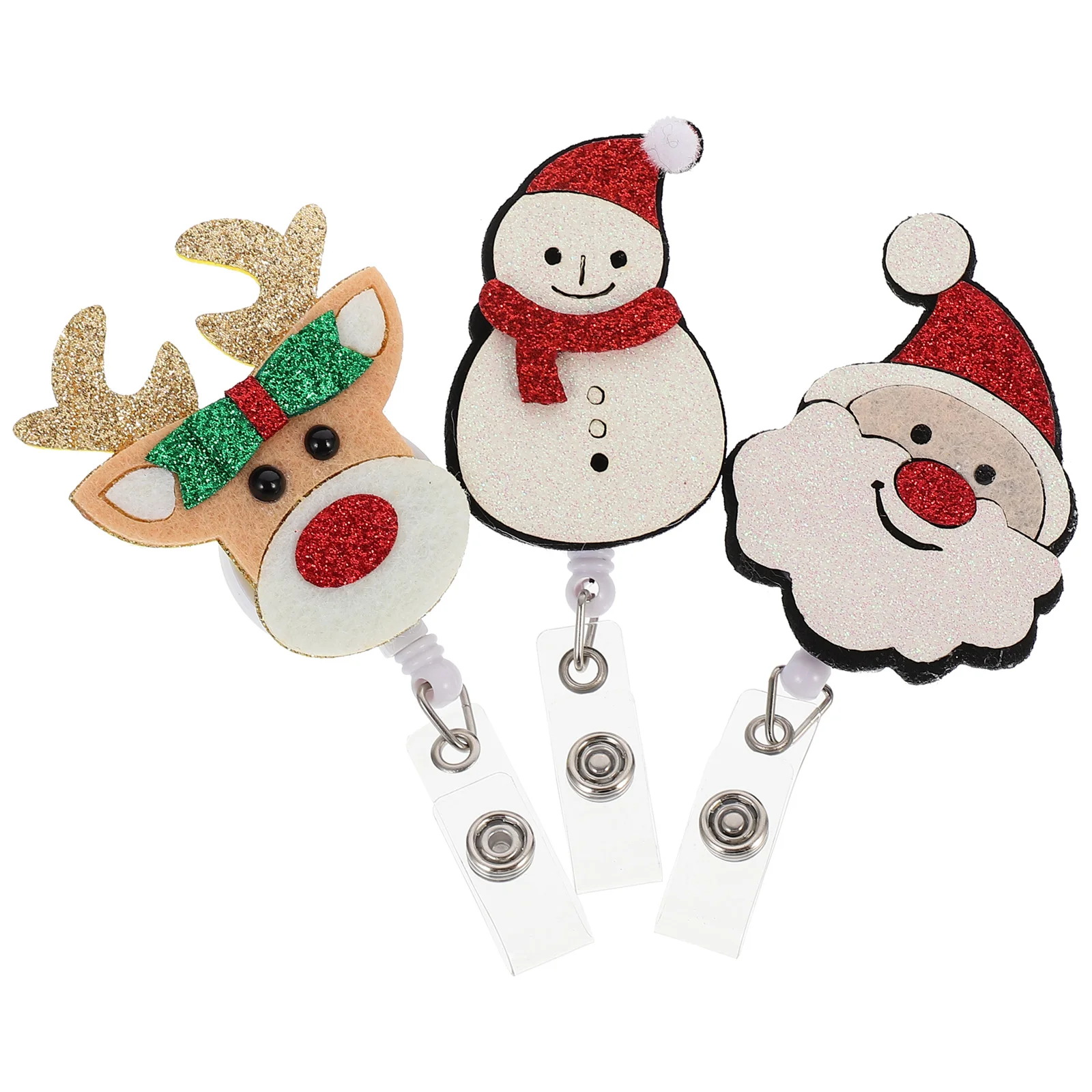 

3Pcs Cartoon Durable Christmas Badge Holder Badge Clamps Retractable Badge Clips