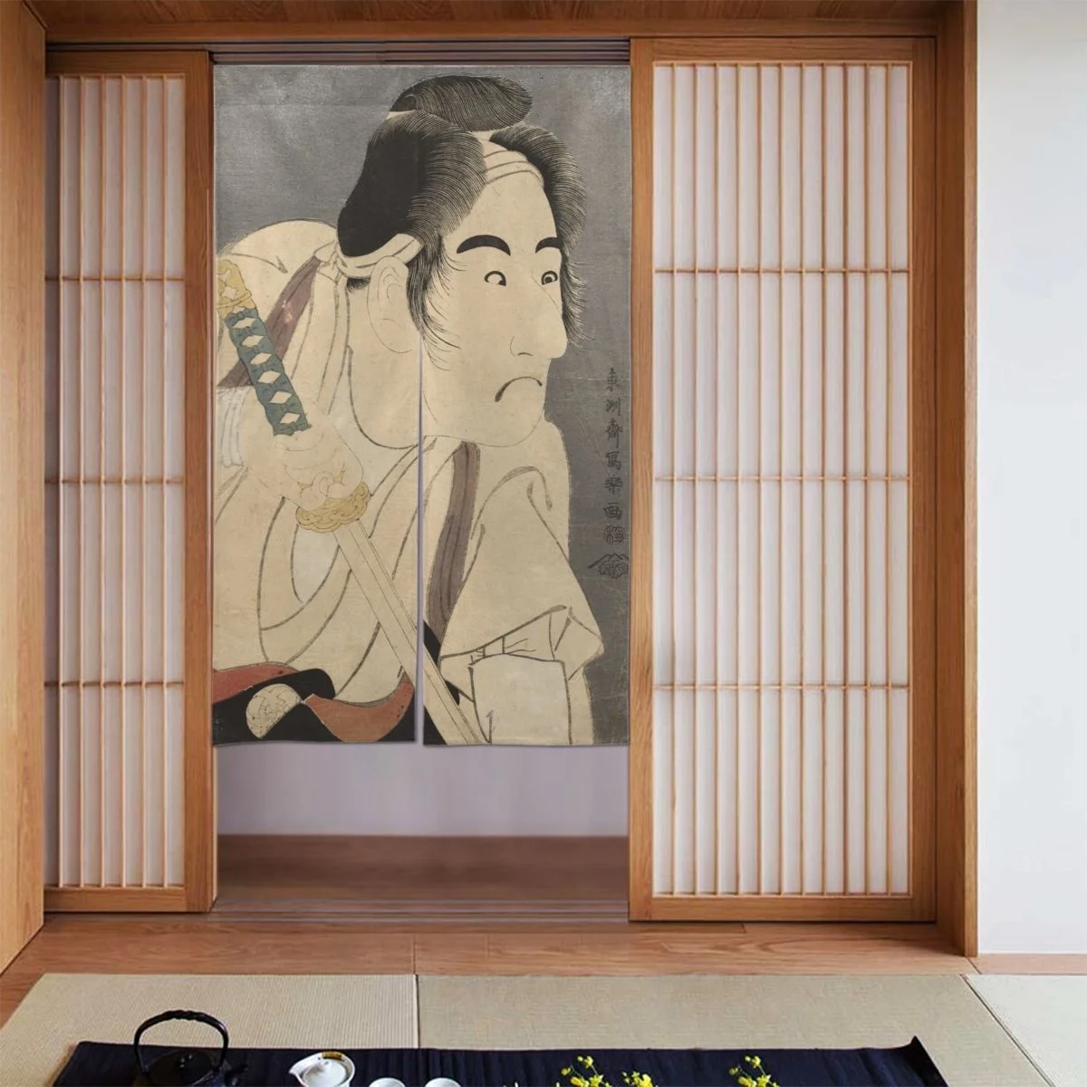 

Ukiyo-e Japanese Door Curtains Traditional Painting Blackout Curtains Cotton Linen Curtain Panels for Home Shower Decor