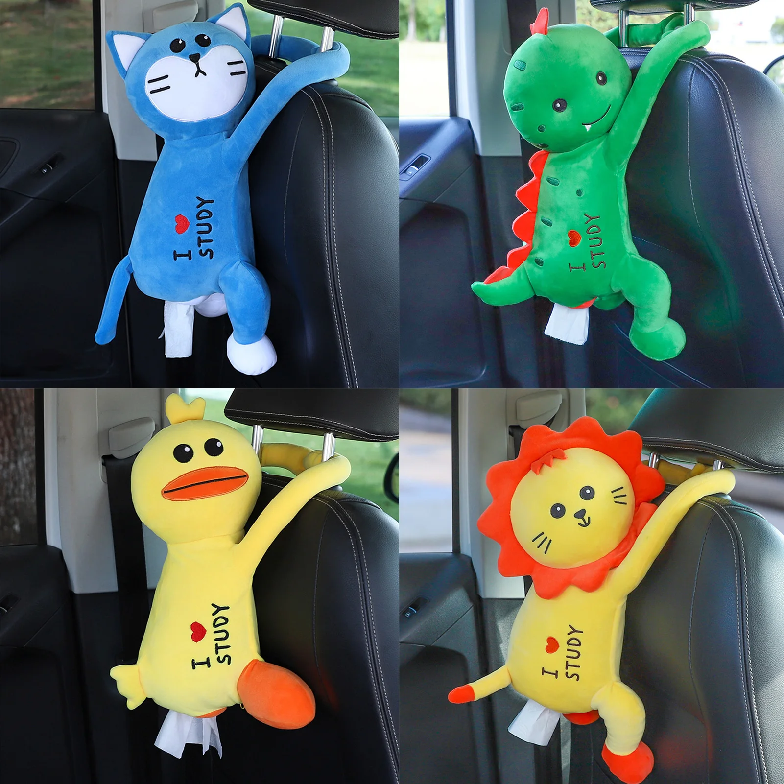 

Portable Car Tissue Box Plush Toy Armrest Tissue Box Holder Napkin Tissue Paper Holder Car Interior Decoration Supplies