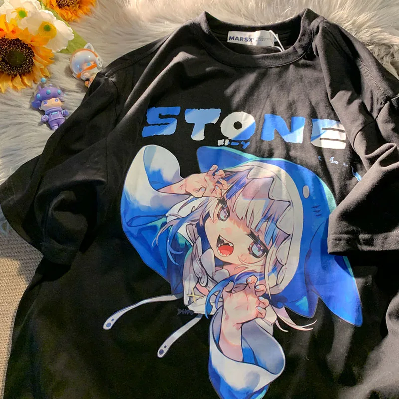 

Anime T-shirt Oversized t-shirt Kawaii Y2K tops loose girls Summer Fashion printed o-neck Short-Sleeve Streetwear Top pulovers