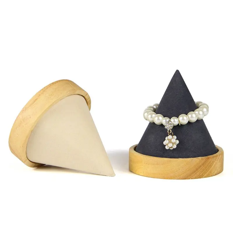 

Q81D Cone Shape Wooden Bangle Bracelet Anklet Chain Jewelry Display Stand Ring Watch Holder Showing Storage Rack Accessories