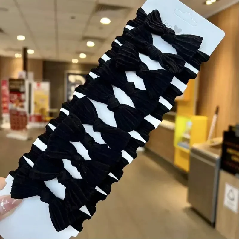 2024 Autumn Women's Korean Style Hair Ties with Butterfly Knot High Ponytail Rubber Bands Fashion Headbands Girls Accessories